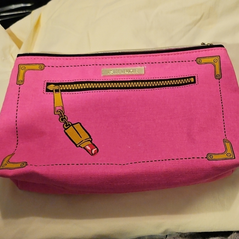 Pink Cosmetic Pouch with Gold Print